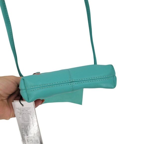 ILI New York Leather Crossbody Bag 6647 TRQ Adjustable Strap Mini Sac Mint Blue - Picture 12 of 13